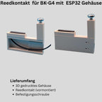 Reedkontakt Sensor für BK-Gaszähler mit integriertem ESP32-C3/C6 Gehäuse – 3D-gedrucktes ASA-Gehäuse in Hellgrau, Kabelanschluss und Befestigungsschraube