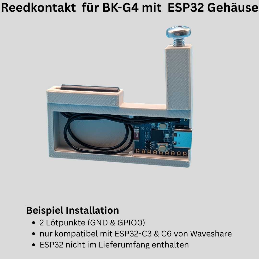 ESP32-C3 Mini Dev Board im integrierten Gehäuse des Reedkontakt Sensors – sichere Fixierung per Schiebemechanismus, kompatibel mit ESPHome, Home Assistant und MQTT