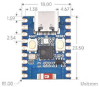 Waveshare ESP32-C3 Mini Mikrocontroller Dev Board, RISC-V, 160MHz, 400 KB SRAM, 4MB Flash
