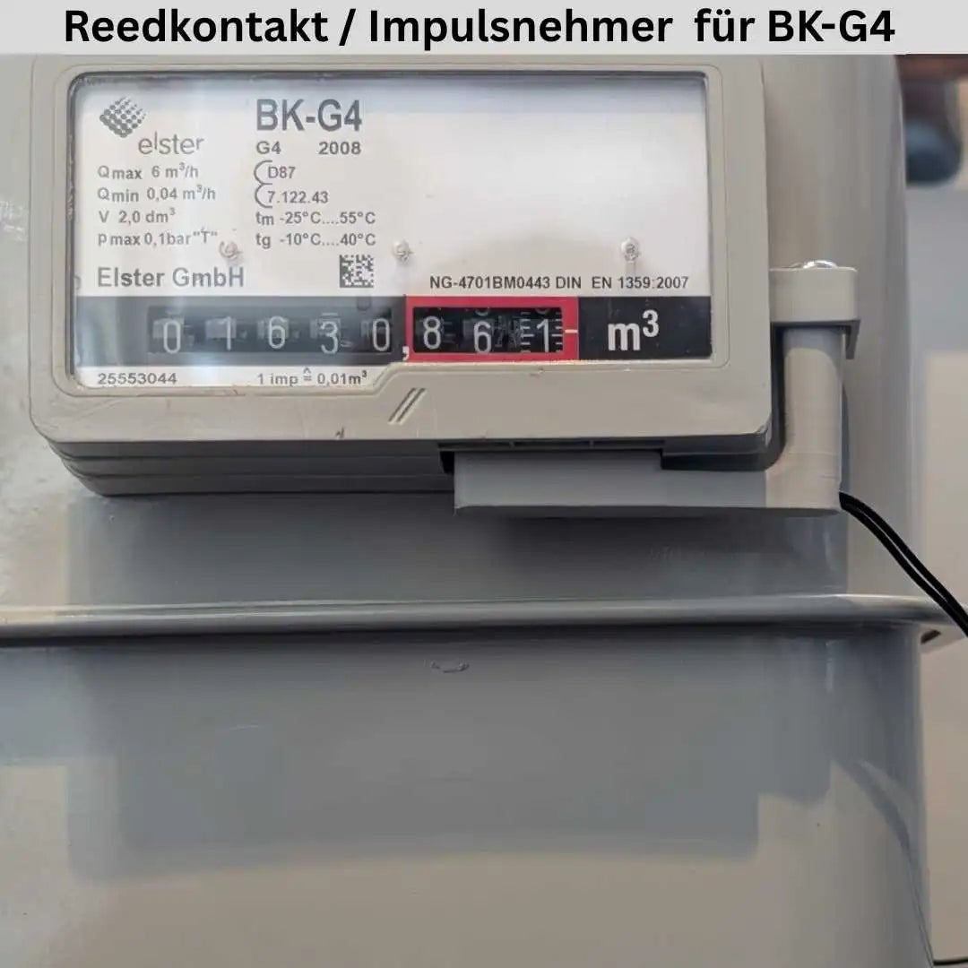 Reed-Kontakt  Impulsgeber montiert am BK-G4 Gaszähler