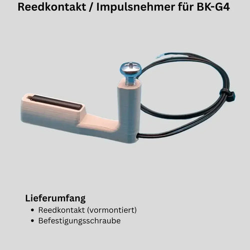 Reedkontakt Sensor für BK-G4 Gaszähler mit vormontiertem Kabel und Befestigungsschraube. Ideal für Smart Home & ESPHome Anwendungen.